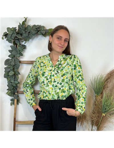 M599- Blouse Melya pastilles (T36-T46) (vert émeraude)