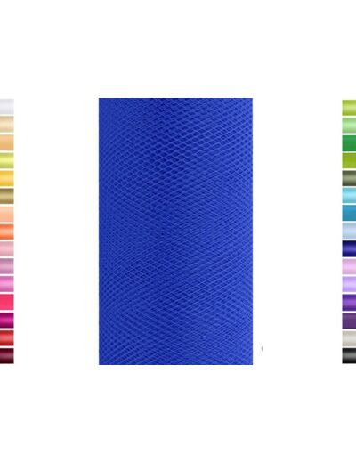 Tulle fin et souple colori Bleu roi de 15 cm de large et 9 m de long vendu en rouleau