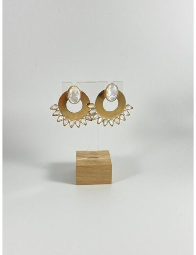Boucles d'oreilles anneau pierre et 10 gouttes - Fabien Ajzenberg