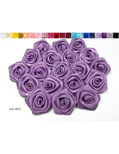 Sachet de 10 roses satin de 3 cm de diametre mauve 463