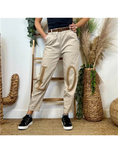 L799- Pantalon stretch  L.O.(tu) 🇮🇹 (beige)