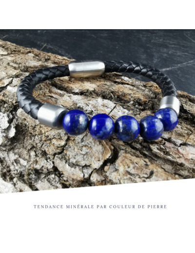 Bracelet Homme Cuir Simple Lapis-Lazuli