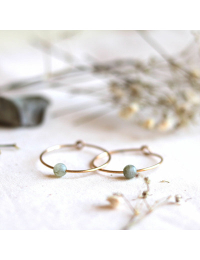 Boucles d'oreilles Ellis - Or 24 carats et Labradorite - Lac