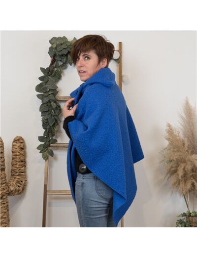 M455- Poncho Bouclette (Tu) (bleu royal)