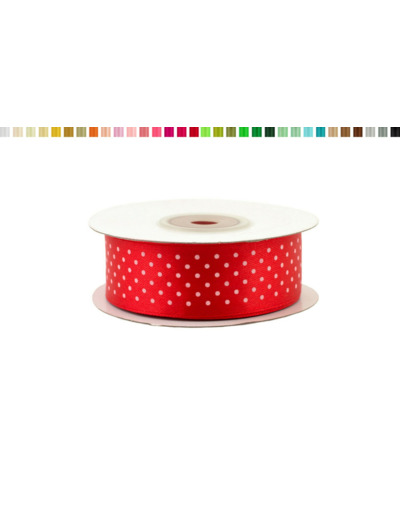 Ruban satin a pois 25mm de large 25m de long Rouge