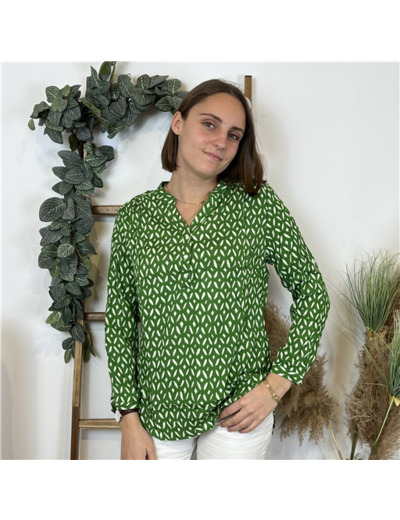 M587- Blouse Losanges (T36-T46) (vert brésil)