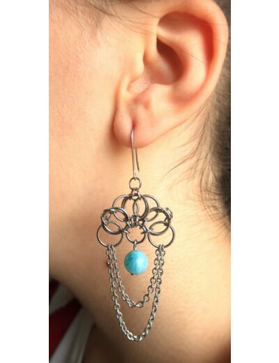 Boucles d'oreilles "ERAS" Calcite bleue