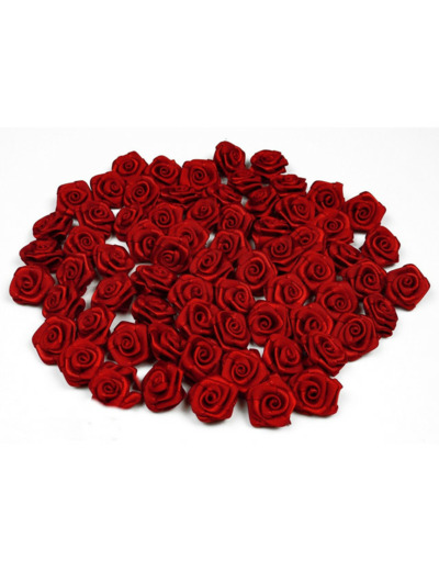 Sachet de 20 petites rose en satin 15 mm ROUGE 250