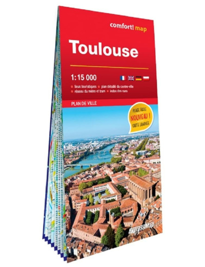 TOULOUSE 1/15.000 (CARTE GRAND FORMAT LAMINEE - PLAN DE VILLE)