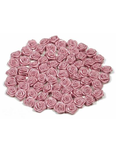 Sachet de 20 petites rose en satin 15 mm VIEUX ROSE 158