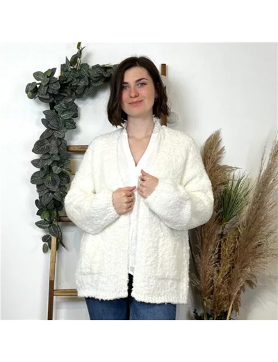 K776- Pull Oversize Maille Bouclette (Tu) (ecru)