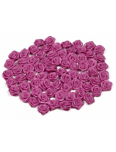 Sachet de 20 petites rose en satin 15 mm ROSE FRAMBOISE 183