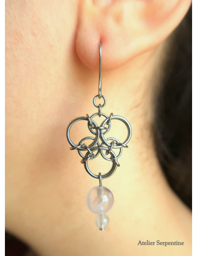 Boucles d'oreilles "PELATOS" Quartz rose