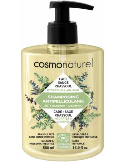 Cosmo Naturel Shampoing anti pelliculaire Cade Sauge Rhassoul 500ml