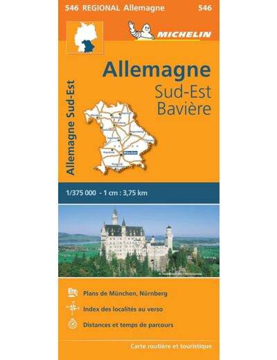 CARTE REGIONALE ALLEMAGNE SUD-EST, BAVIERE