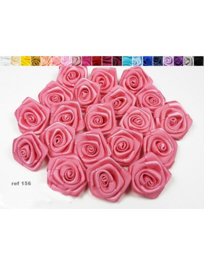 Sachet de 10 roses satin de 3 cm de diametre rose flash 156