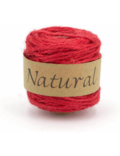 Fil de jute naturel 2 mm x 50 m couleur au choix rouge