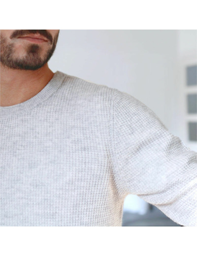 Le Pull Waffle - Mérinos Cachemire - Gris Arctique