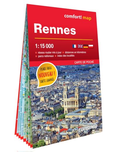 RENNES 1/15.000 (CARTE FORMAT POCHE LAMINEE - PLAN DE VILLE)