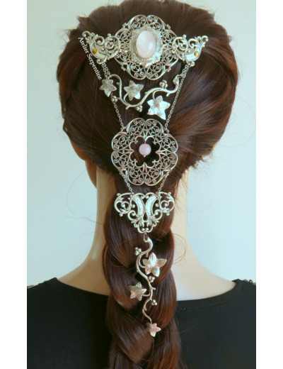 Barrette-armure "ELIAS" Quartz rose