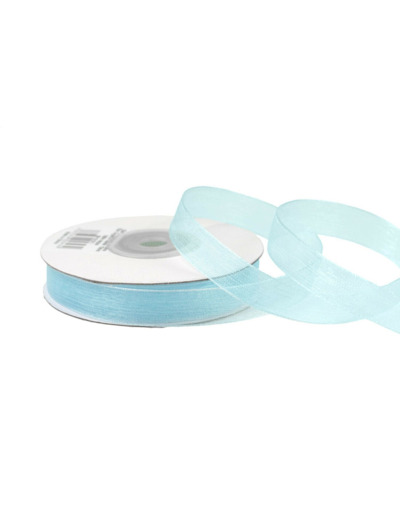 Ruban organza 12 mm de large bobine de 25 metres de long bleu ciel 311