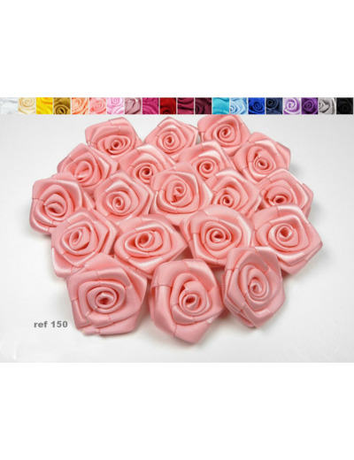 Sachet de 10 roses satin de 3 cm de diametre rose clair 150