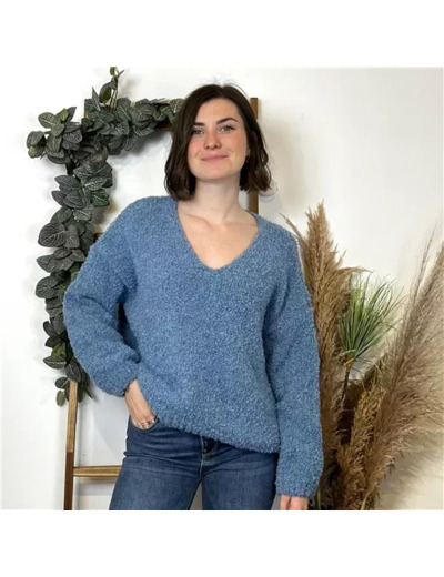 K777- Pull Oversize Maille Bouclette

 (Tu) (bleu jeans)