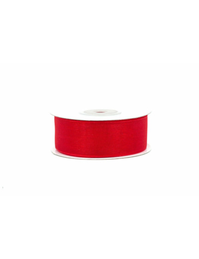 Ruban organza 25 mm de large bobine de 25 metres de long rouge