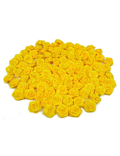 Sachet de 20 petites rose en satin 15 mm JAUNE 645