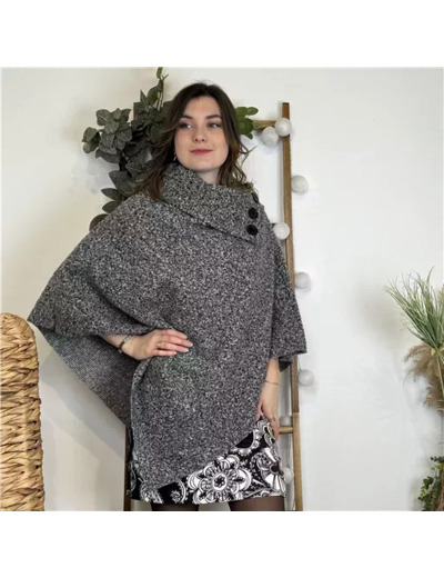 M455- Poncho Bouclette (Tu) (gris)