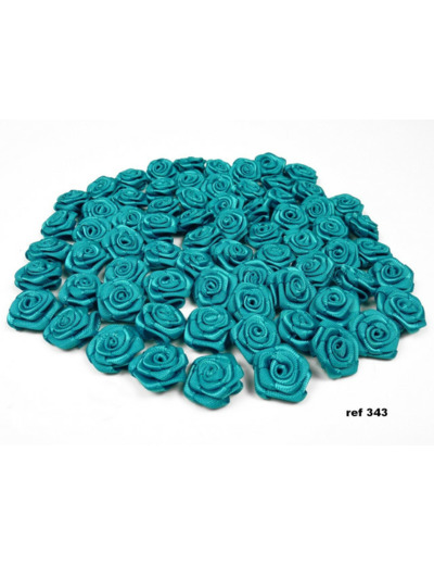 Sachet de 20 petites rose en satin 15 mm TURQUOISE FONCE 343