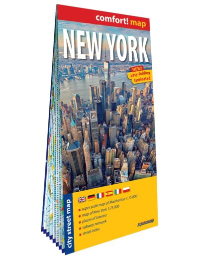 NEW YORK 1/75.000, 1/15.000 (CARTE GRAND FORMAT LAMINEE - PLAN DE VILLE) - ANGLAIS