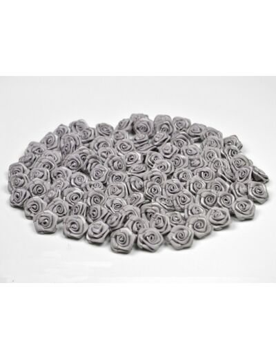 Sachet de 20 petites rose en satin 15 mm GRIS 012