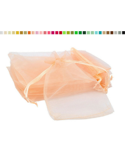 Lot de10 sacs en organza a nouer 7x9 cm pour bijoux abricot