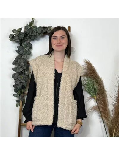 K808- Gilet Sherpa "uni" (Tu) (beige)