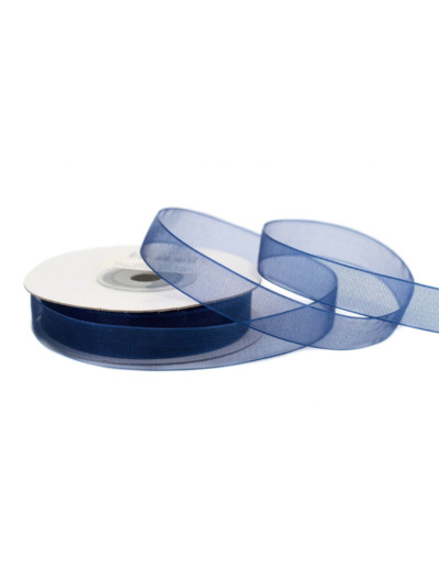 Ruban organza 12 mm de large bobine de 25 metres de long bleu marine