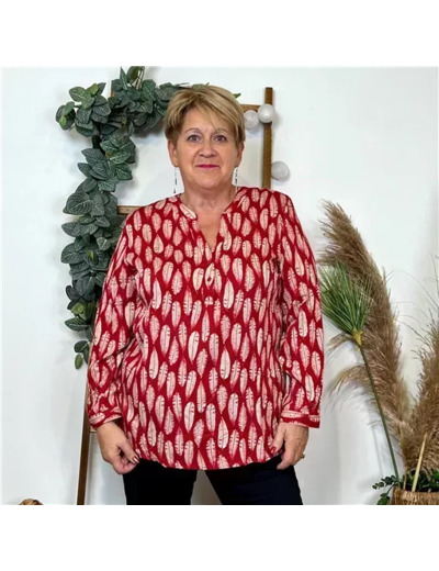 K833- Blouse "Plumes" Christy (T44-T52) (bordeaux)