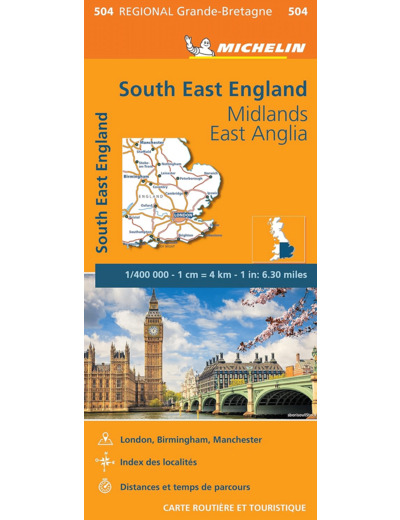 CARTE REGIONALE SOUTH EAST ENGLAND, MIDLANDS, EAST ANGLIA