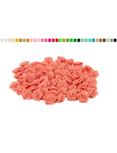 Sachet de 20 petites rose en satin 15 mm corail 238