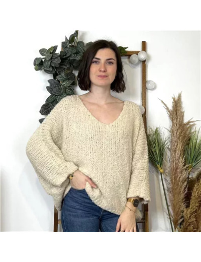 K792- Pull Oversize Maille Bouclette 🇮🇹 (ecru)