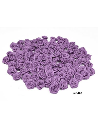 Sachet de 20 petites rose en satin 15 mm MAUVE 463