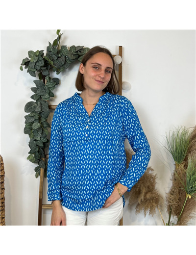 M587- Blouse Losanges (T36-T46) (bleu royal)