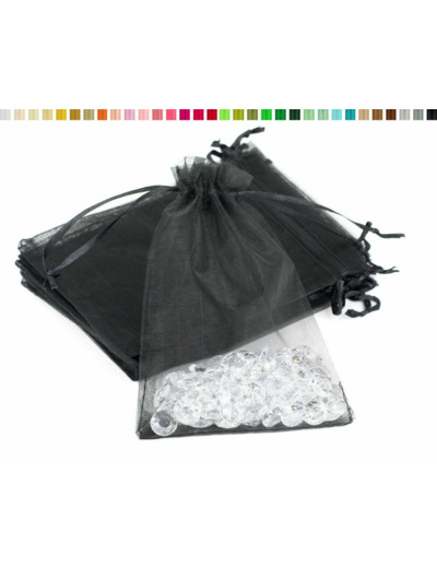 Lot de10 sacs en organza a nouer 7x9 cm pour bijoux noir