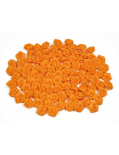 Sachet de 20 petites rose en satin 15 mm ORANGE 668