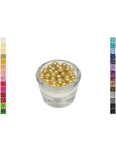 Sachet de 50 perles en plastique 8 mm de diametre beige doré