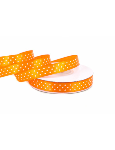 Ruban satin a pois 12mm de large 25m de long orange