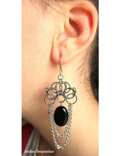 Boucles d'oreilles "ERAS" Onyx