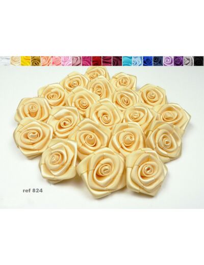 Sachet de 10 roses satin de 3 cm de diametre beige 824