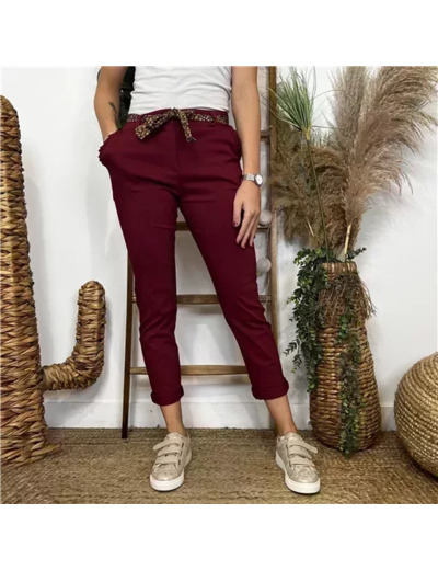 L805- Chino Ceinture Stretch (T36-T44) 🇮🇹 (bordeaux)