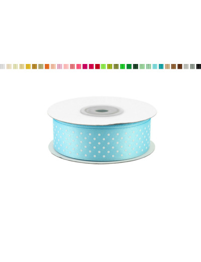 Ruban satin a pois 25mm de large 25m de long Bleu ciel